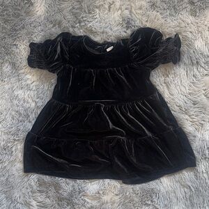GAP Black Velvet Dress with Puff Sleeves